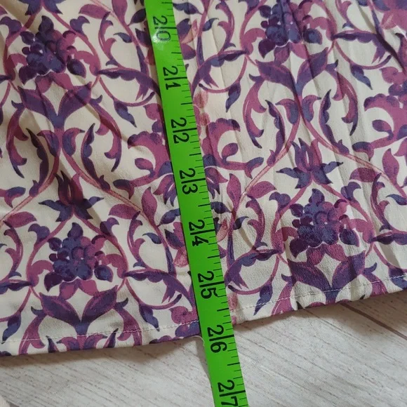 Tory Burch Purple and Cream Silk Blend Floral Blouse Size 6 - Picture 7 of 7